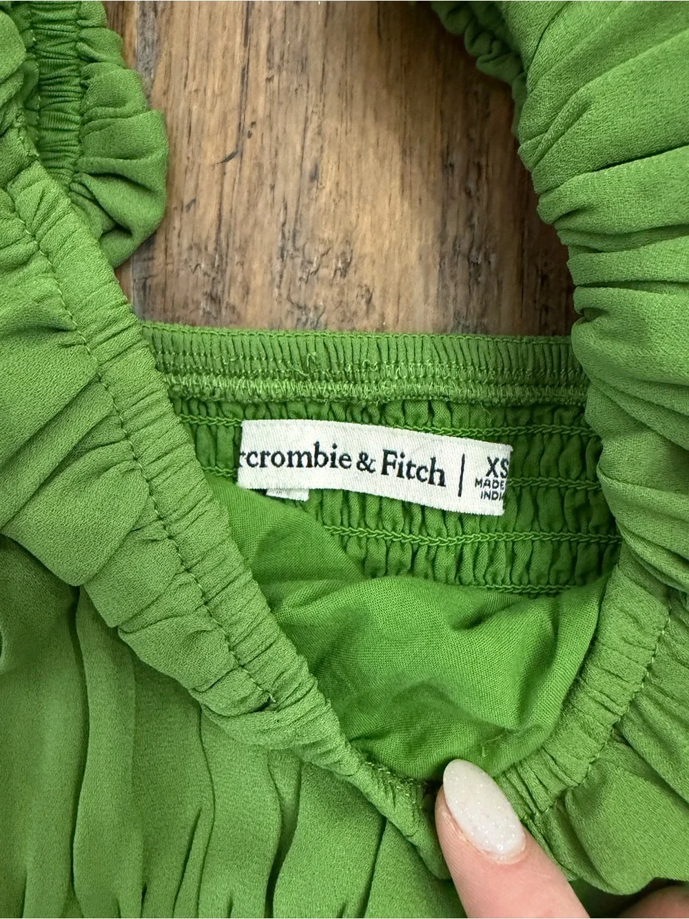 Abercrombie & Fitch Olive Green Puff-Sleeve Blouse
